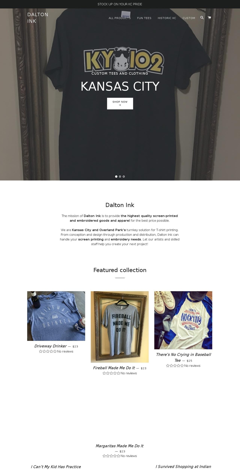 kcshirts.com shopify website screenshot
