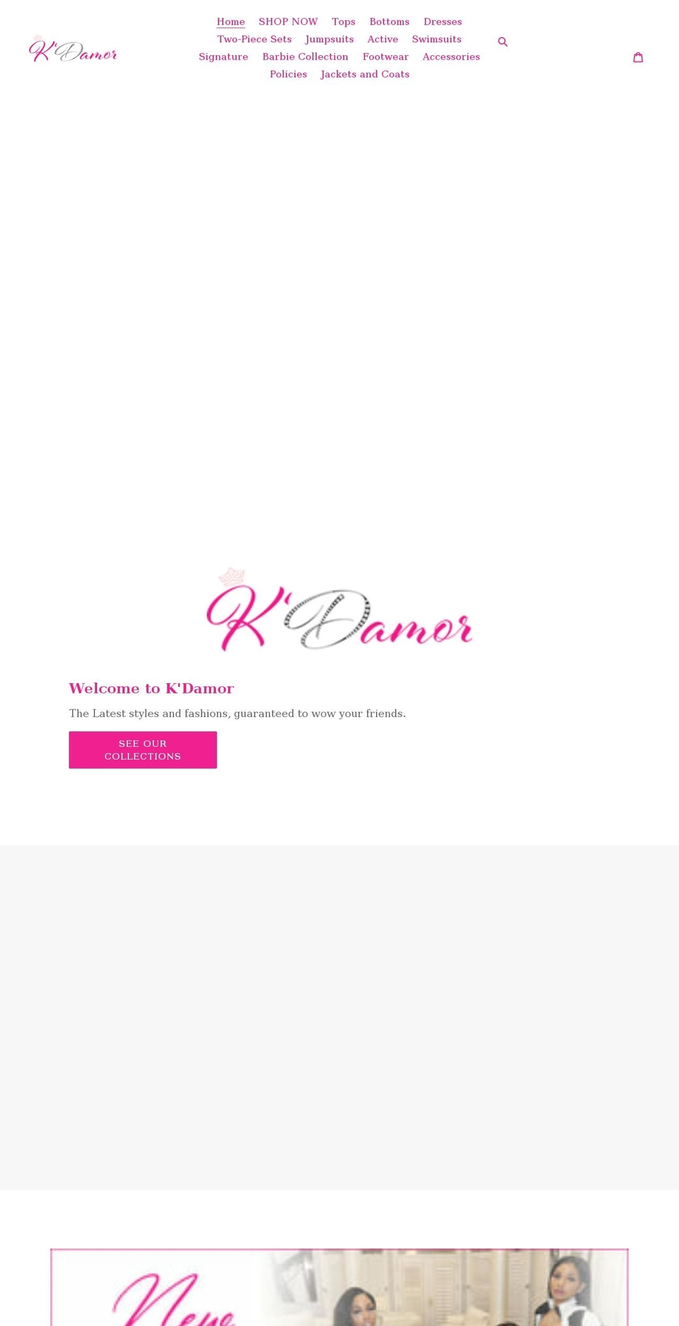 kdamorclothing.com shopify website screenshot