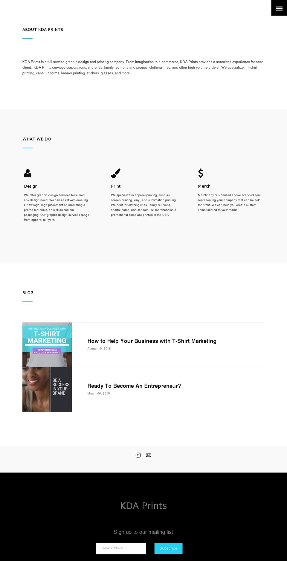 kdaprints.com — Shopify storefront screenshot