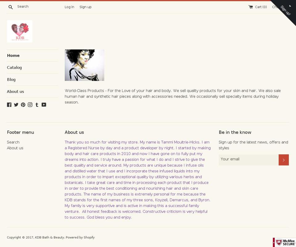 kdbbathandbeauty.com shopify website screenshot