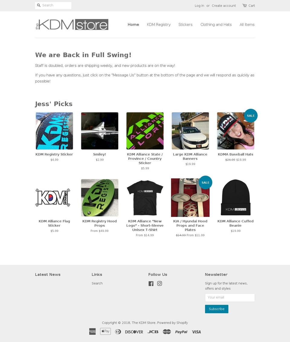 kdmstore.com shopify website screenshot