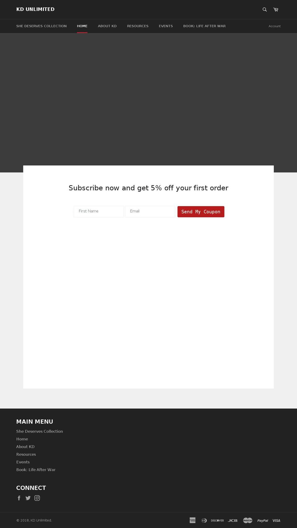kdunlimited.com shopify website screenshot