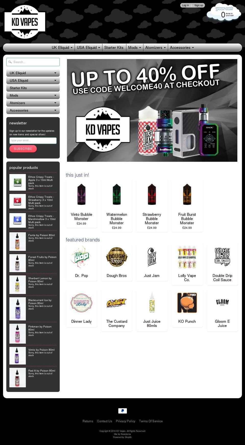 kdvapes.com — Shopify storefront screenshot