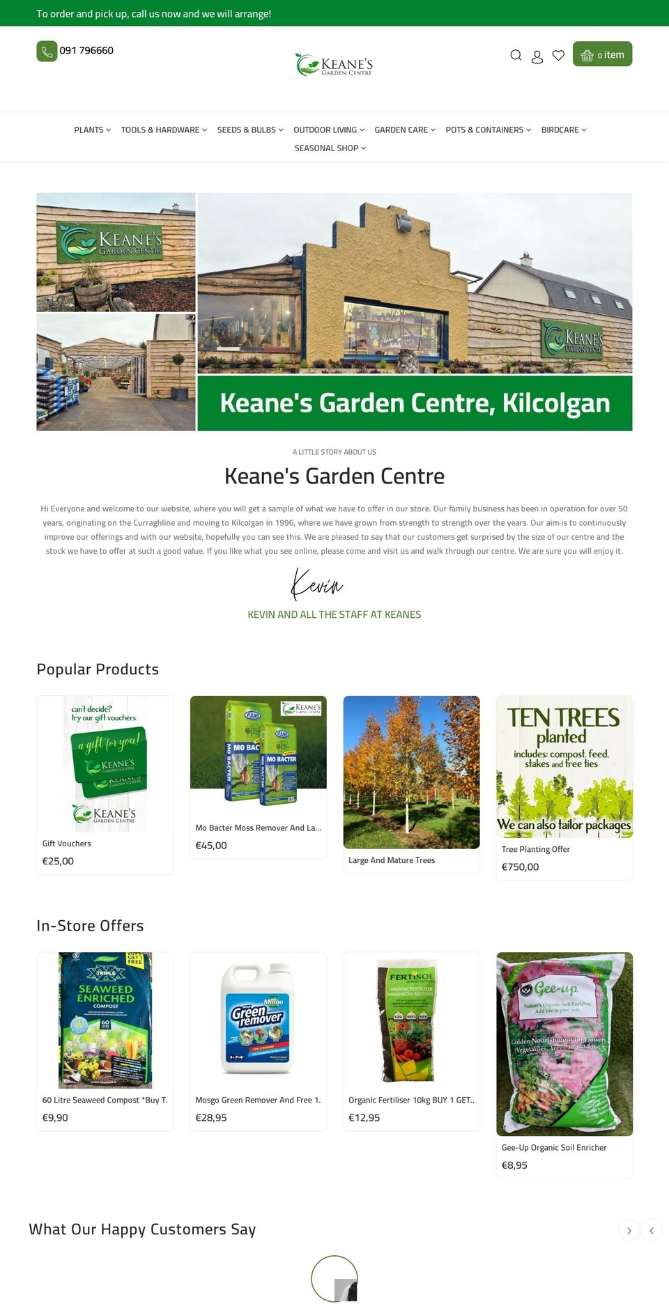 Garden Shopify theme site example keanesgardencentre.ie