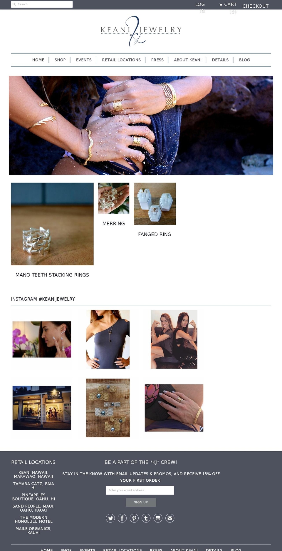 keanijewelry.com shopify website screenshot