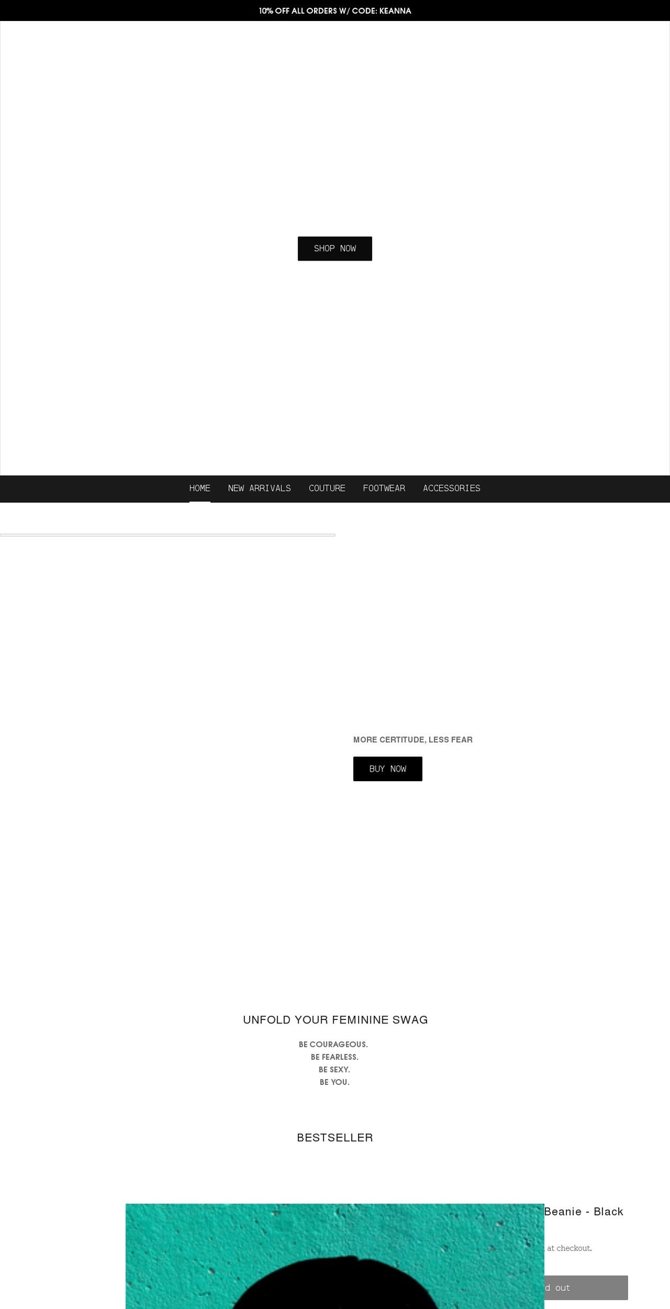 keannacouture.com shopify website screenshot