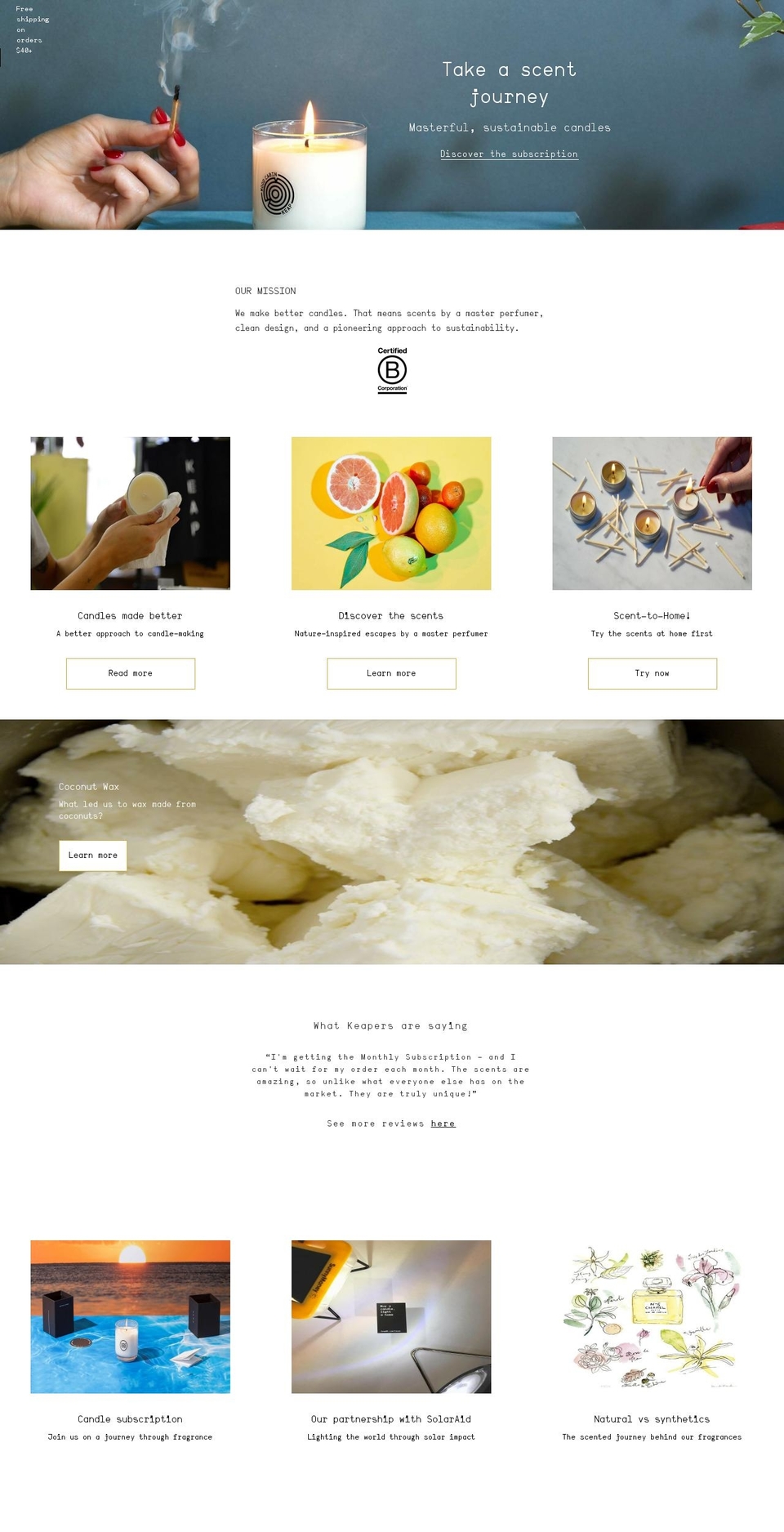 keapcandle.com — Shopify storefront screenshot