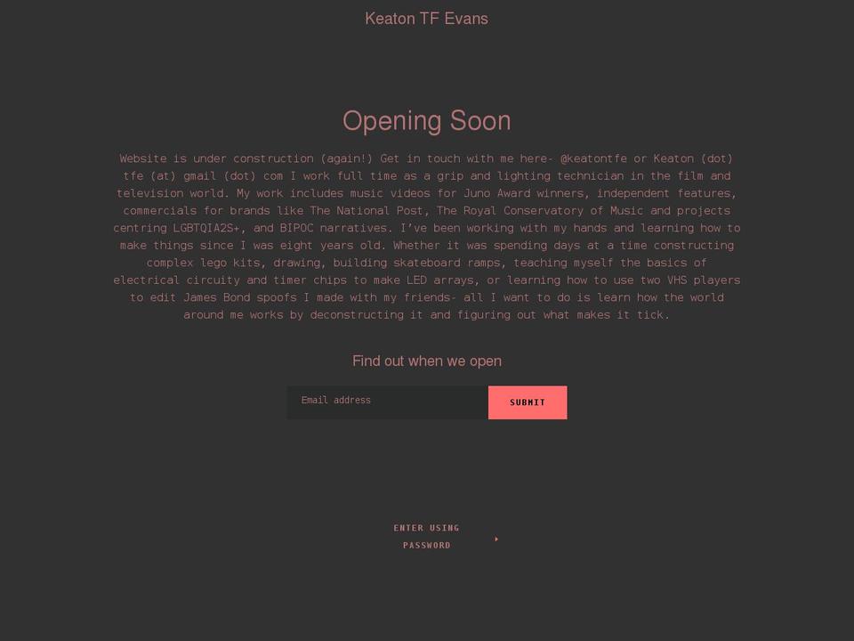 keatontfevans.ca shopify website screenshot