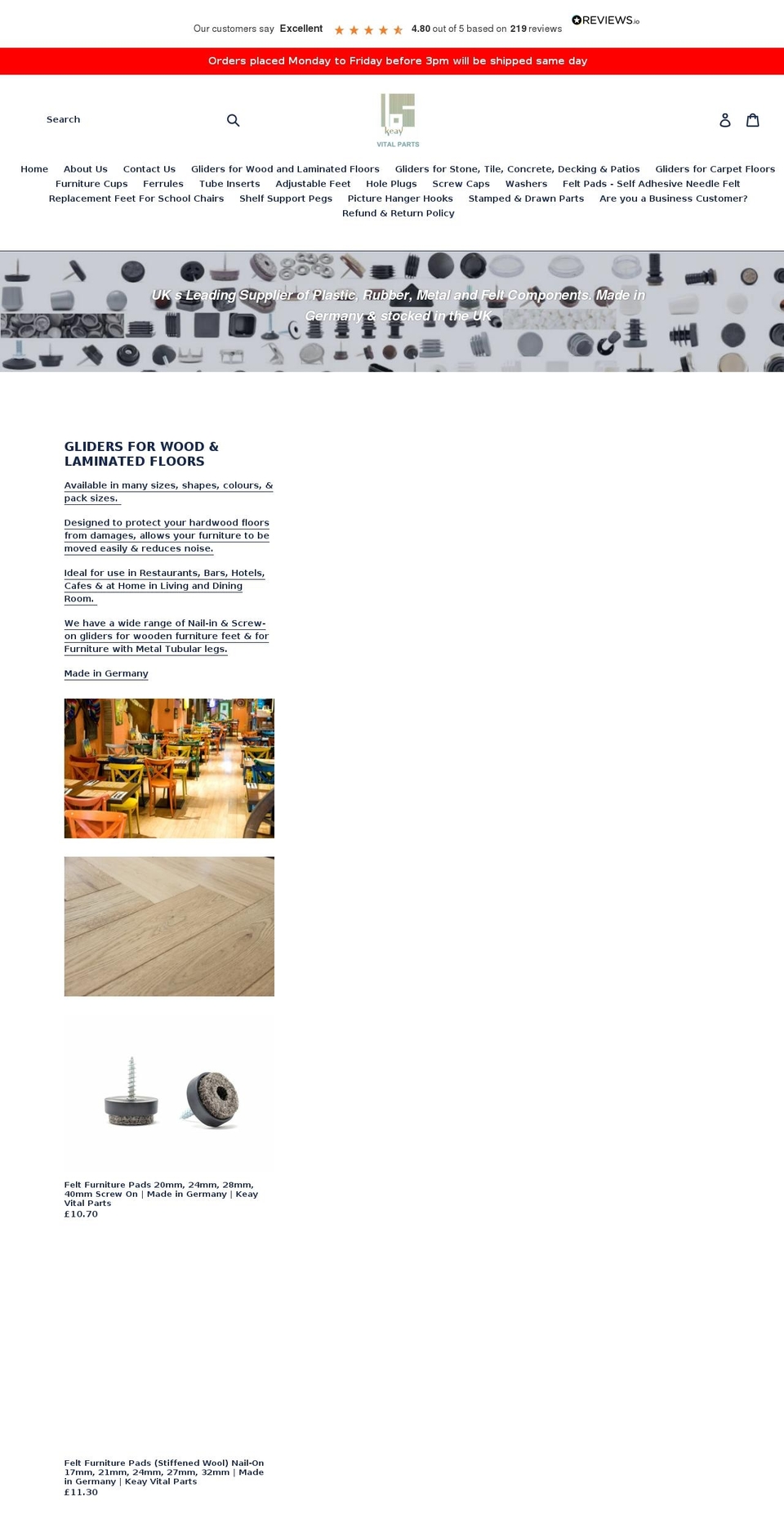 keayvitalparts.co.uk shopify website screenshot