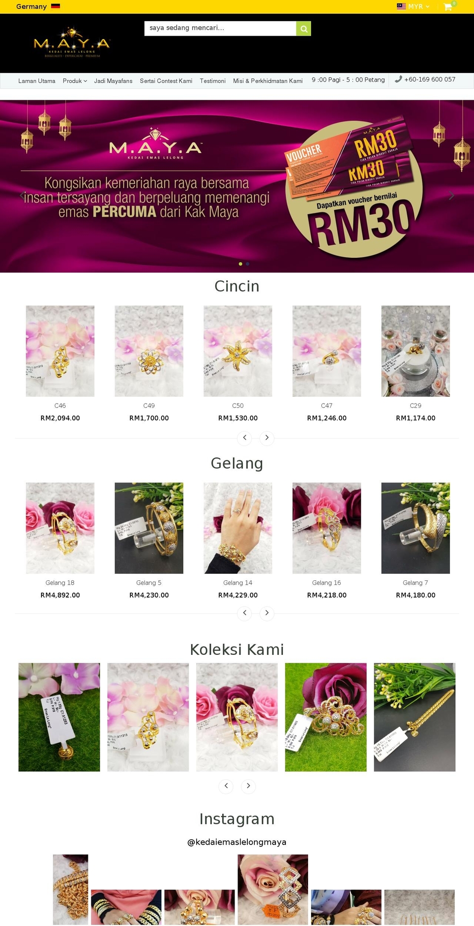 kedaiemaslelong.com — Shopify storefront screenshot