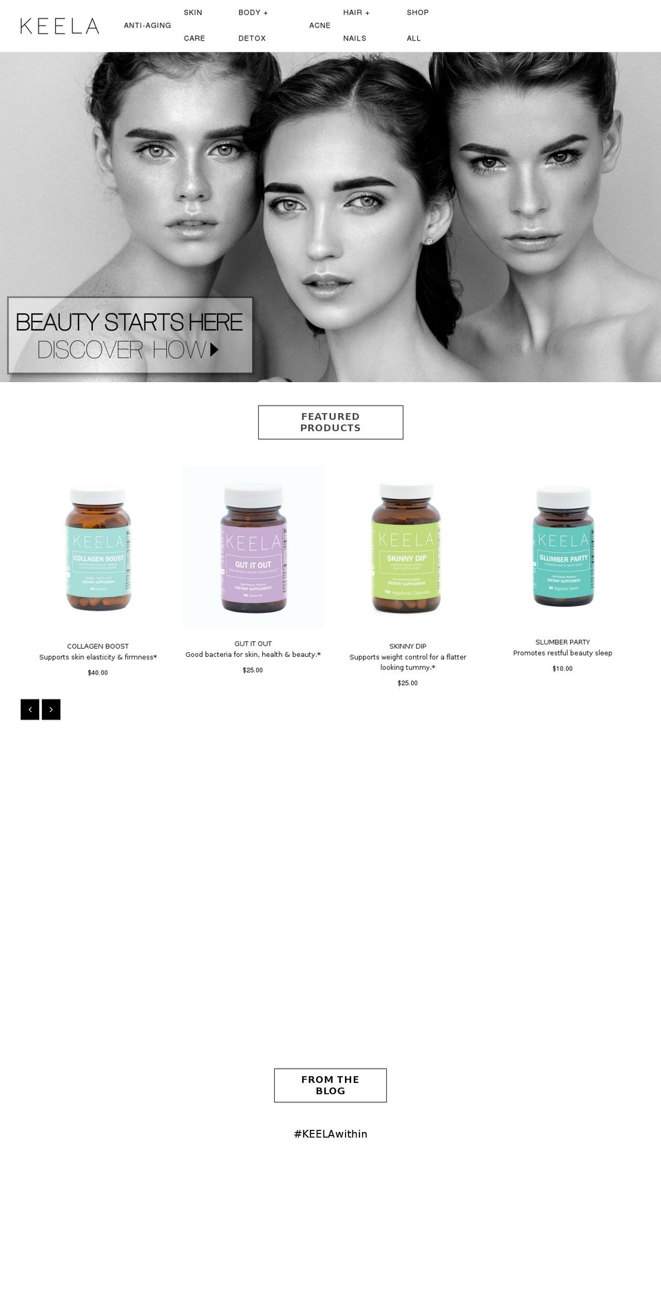 keelabeauty.com — Shopify storefront screenshot