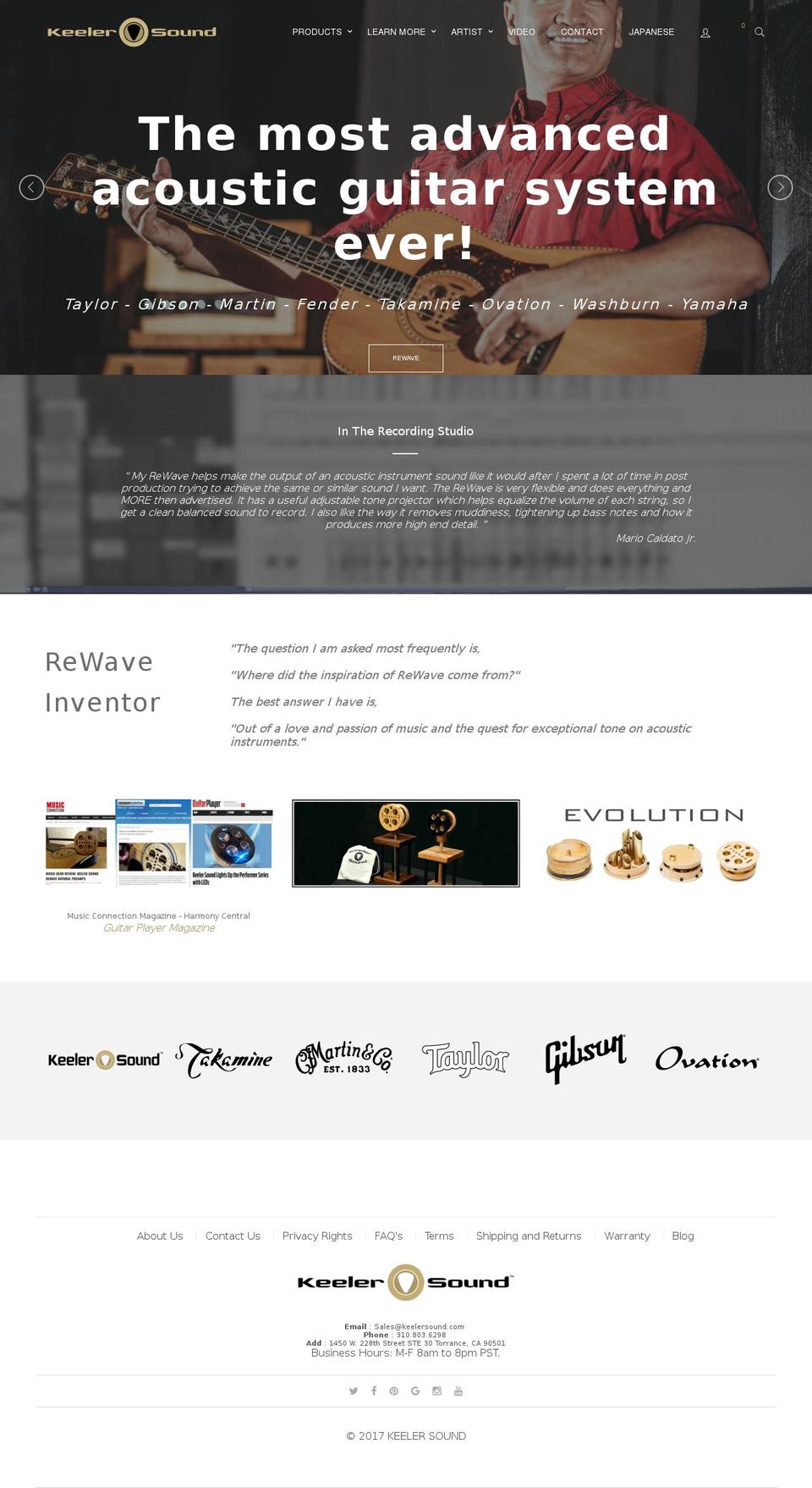 keelersound.com — Shopify storefront screenshot