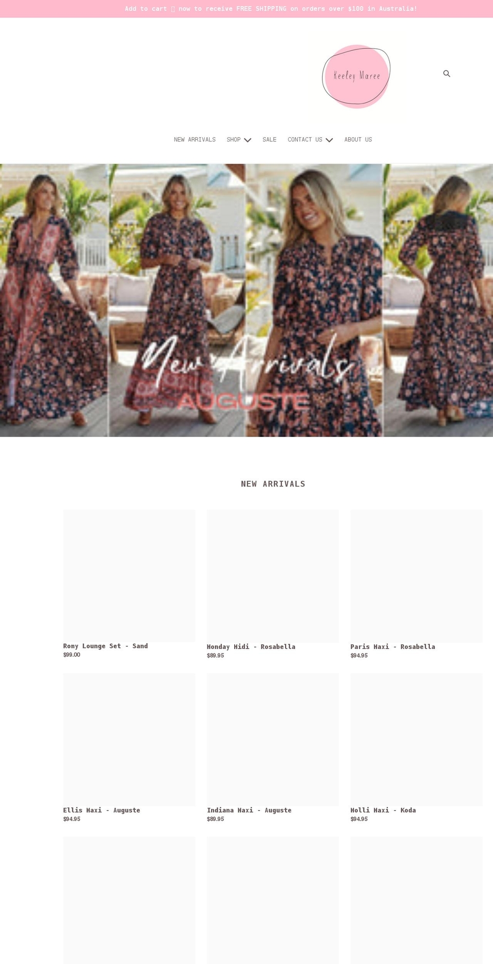 keeleymaree.com shopify website screenshot