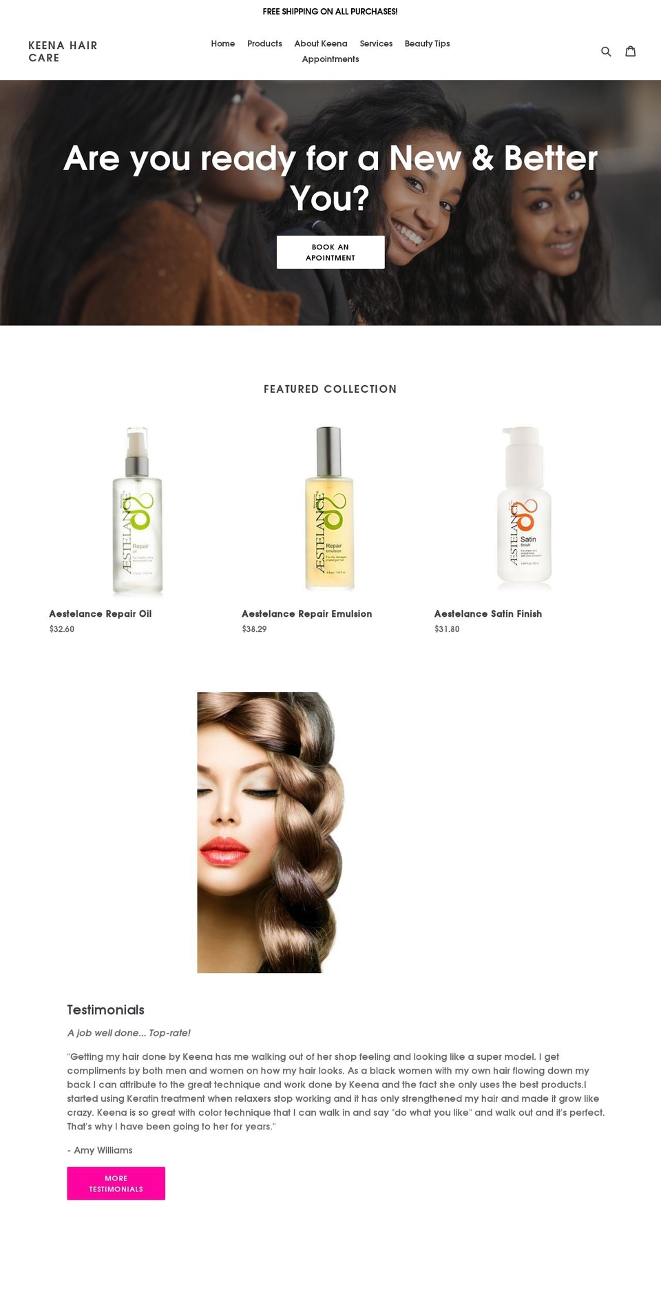 keenahaircare.com shopify website screenshot