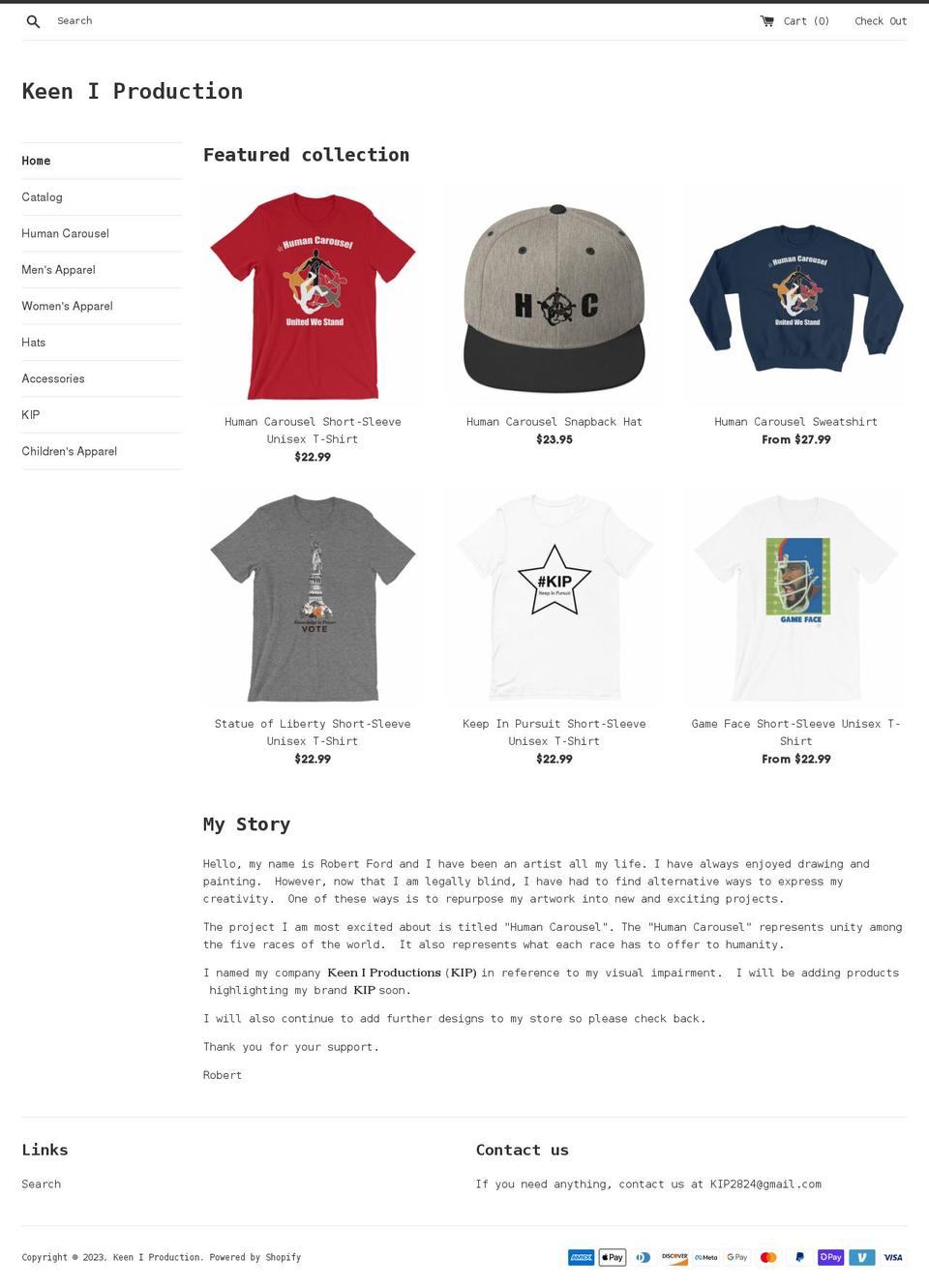 keeniproduction.com shopify website screenshot