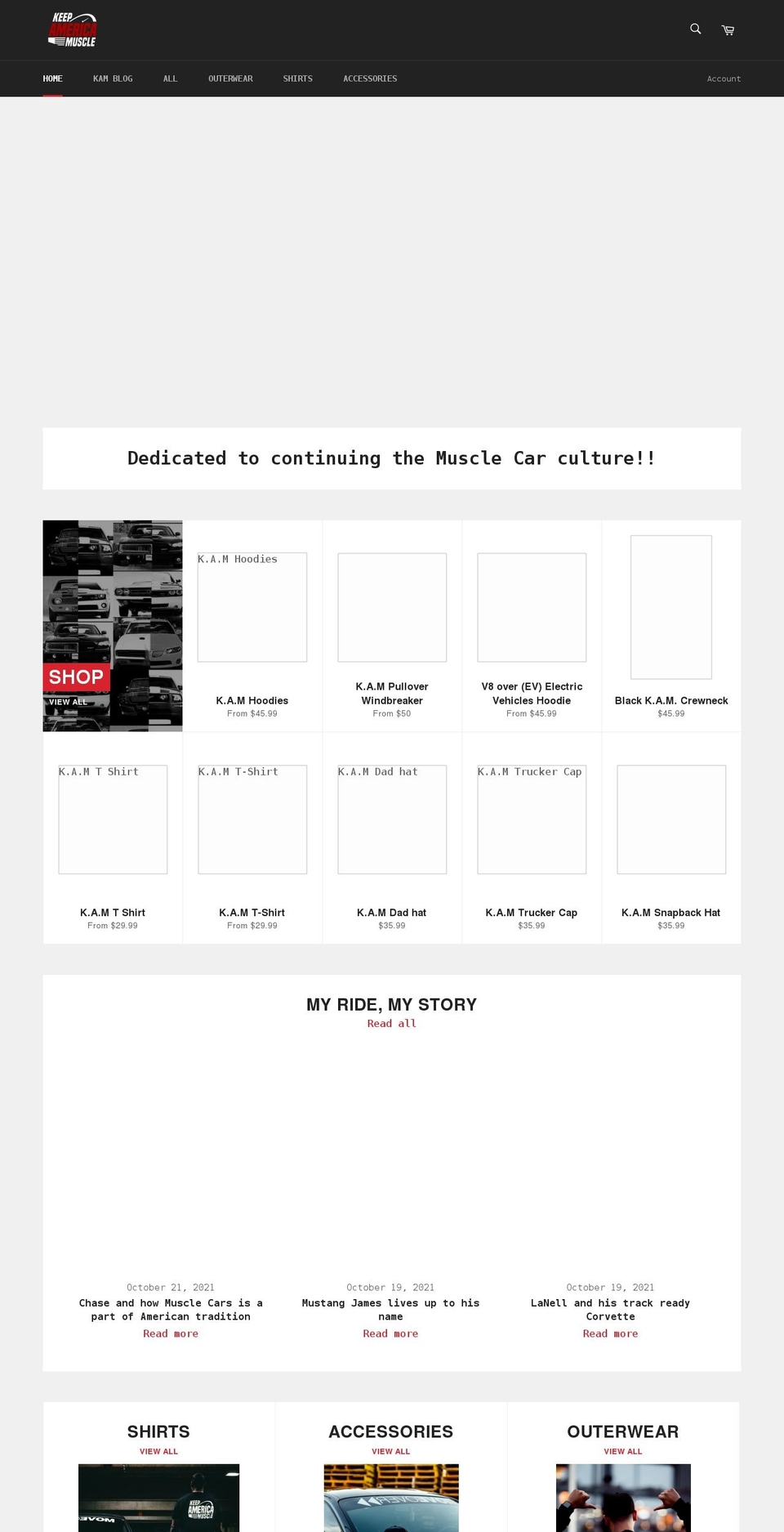 keepamericamuscle.com shopify website screenshot