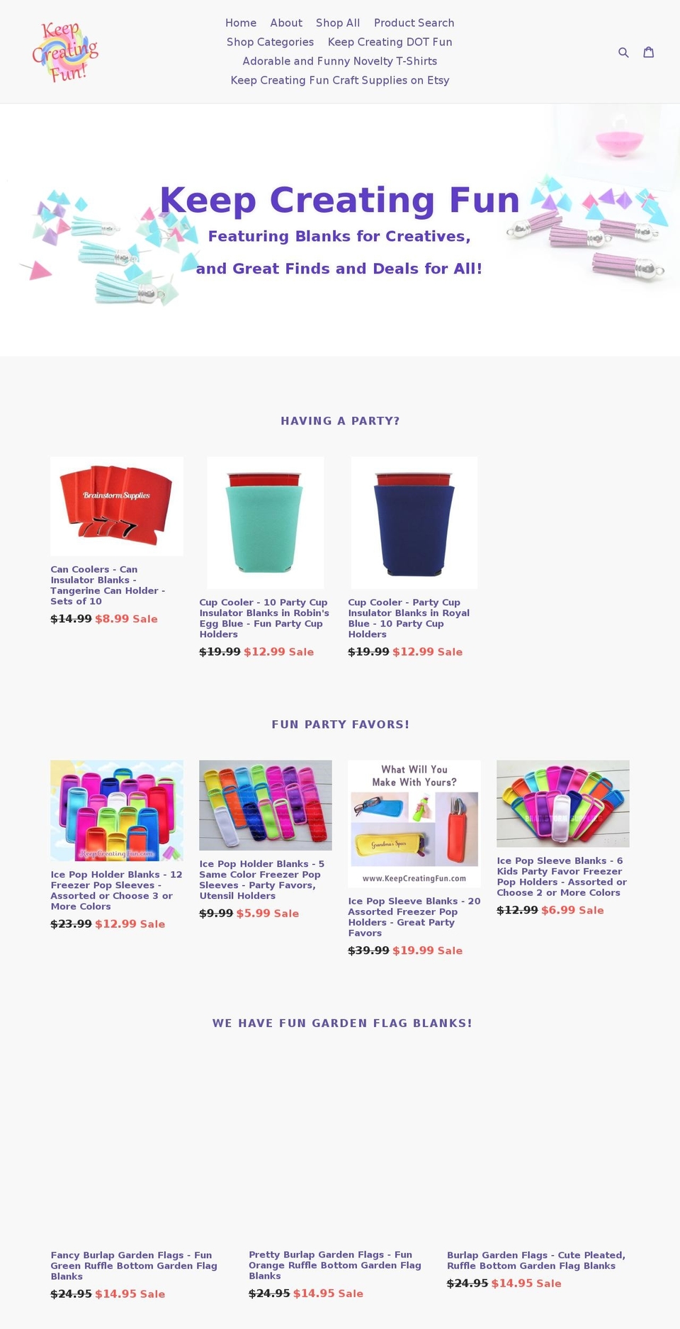 keepcreatingfun.com — Shopify storefront screenshot