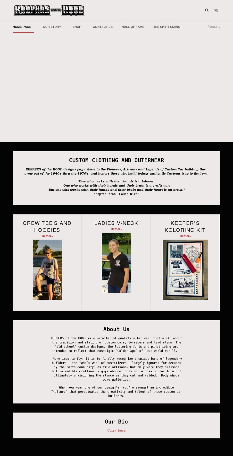 keepersofthehood.com shopify website screenshot