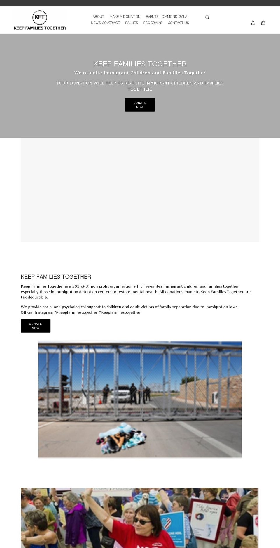 keepfamiliestogether.org shopify website screenshot