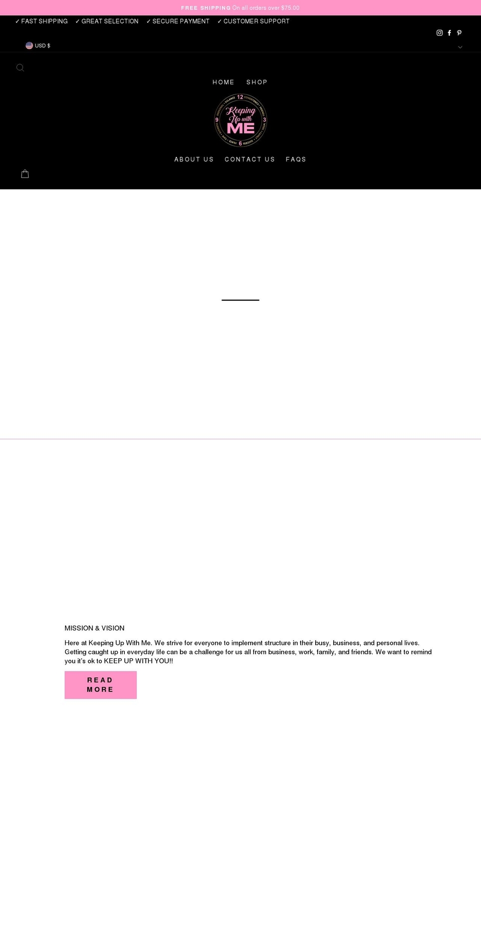 keepingupwithme.com shopify website screenshot