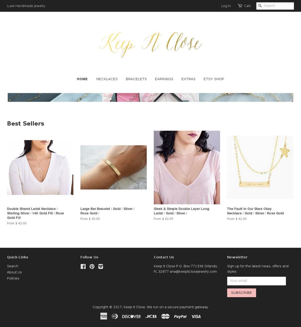 keepitclosejewelry.com shopify website screenshot