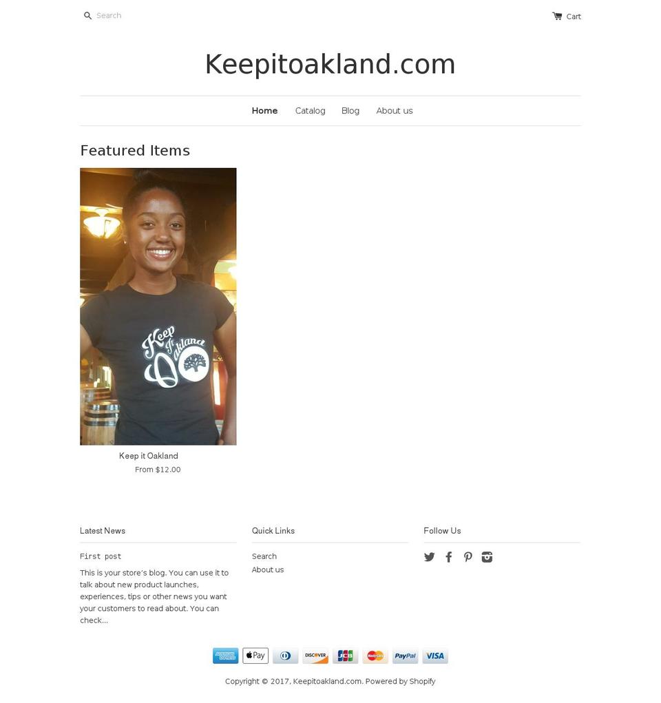 keepitoakland.com shopify website screenshot