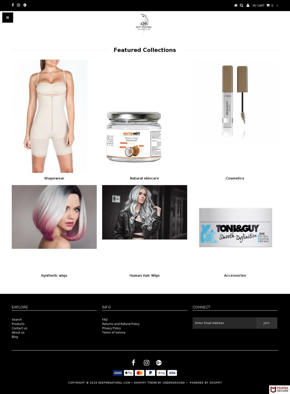 keepmenatural.com — Shopify storefront screenshot