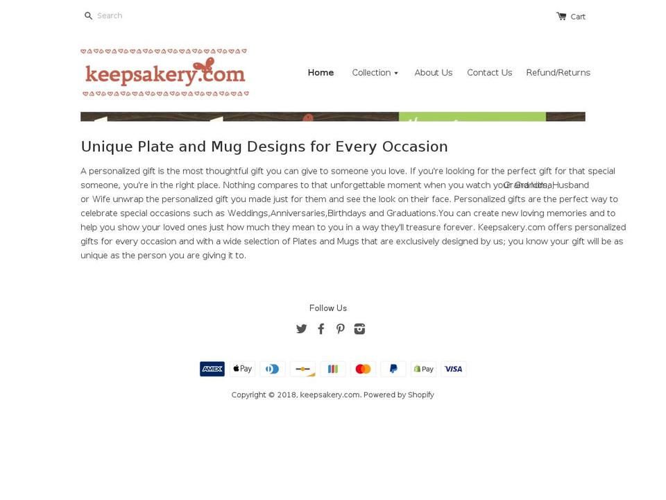keepsakery.com — Shopify storefront screenshot