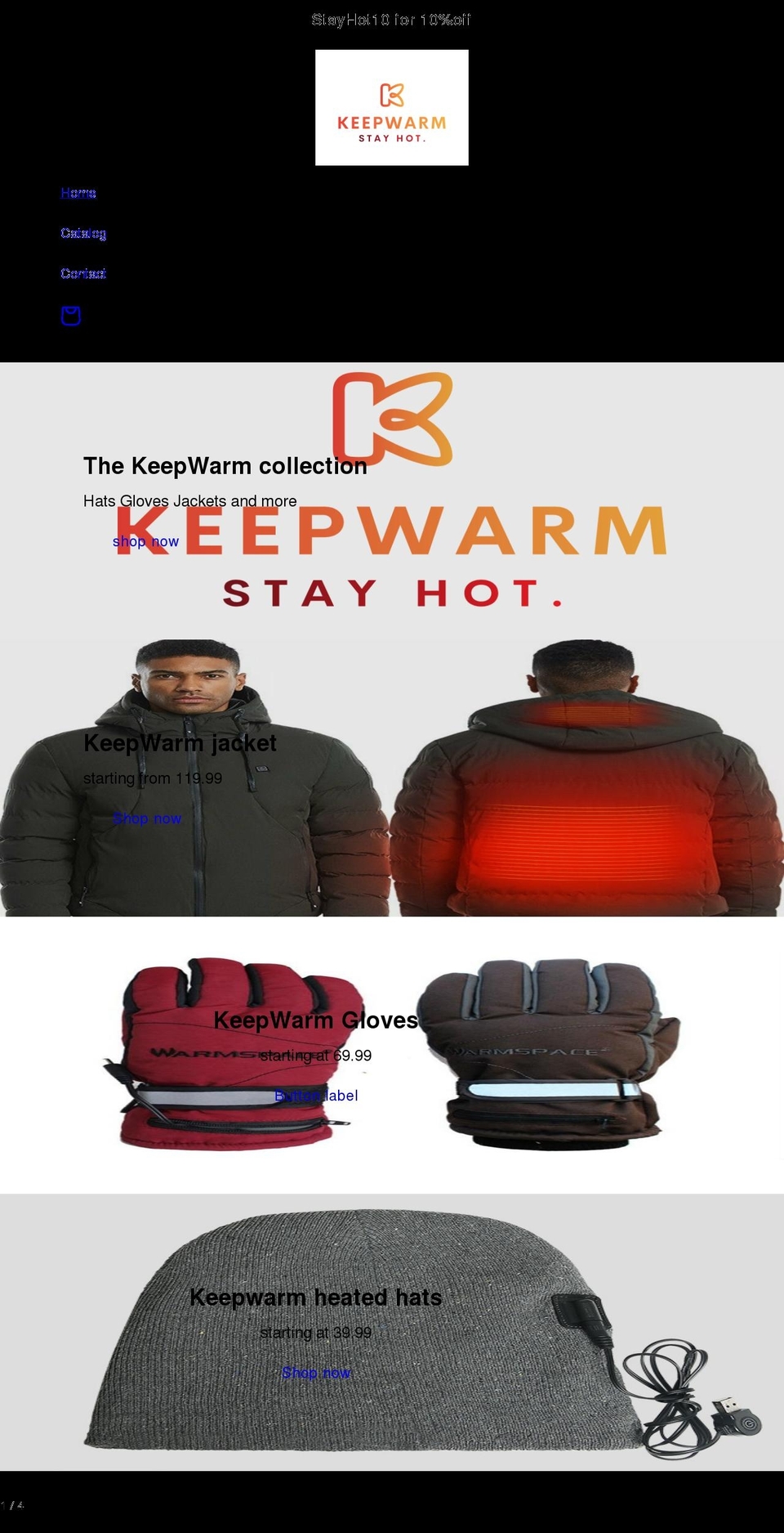 keepwarmapparel.com shopify website screenshot