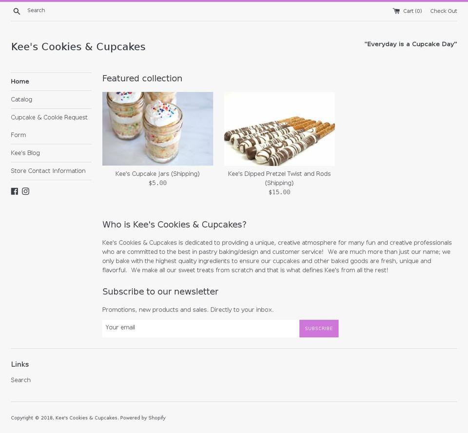 keesbakeshop.com shopify website screenshot