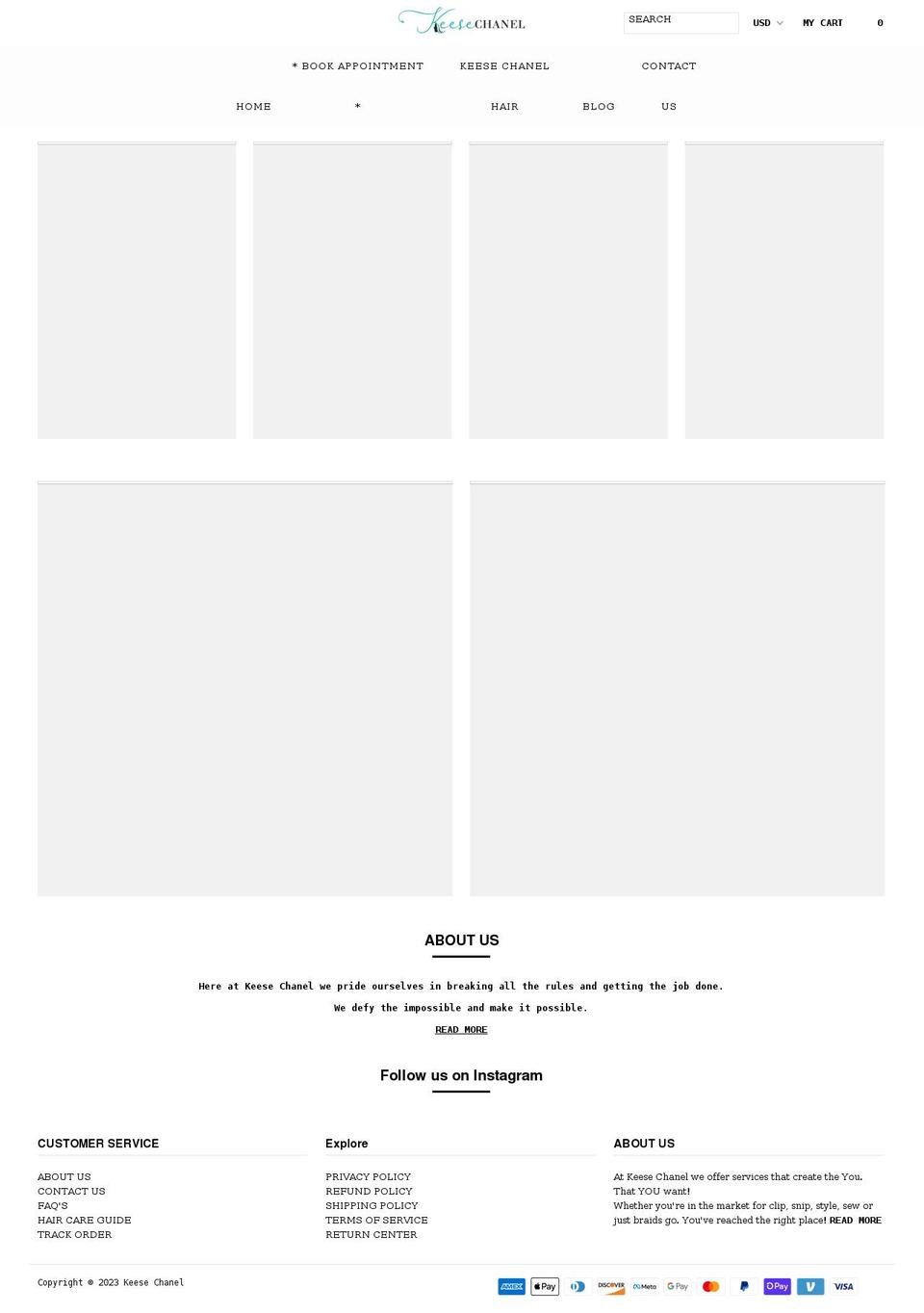 keesechanel.com shopify website screenshot