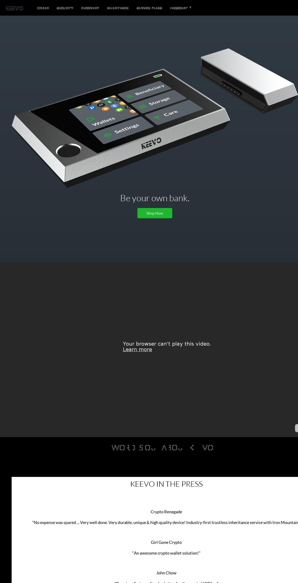 keevowallet.com shopify website screenshot