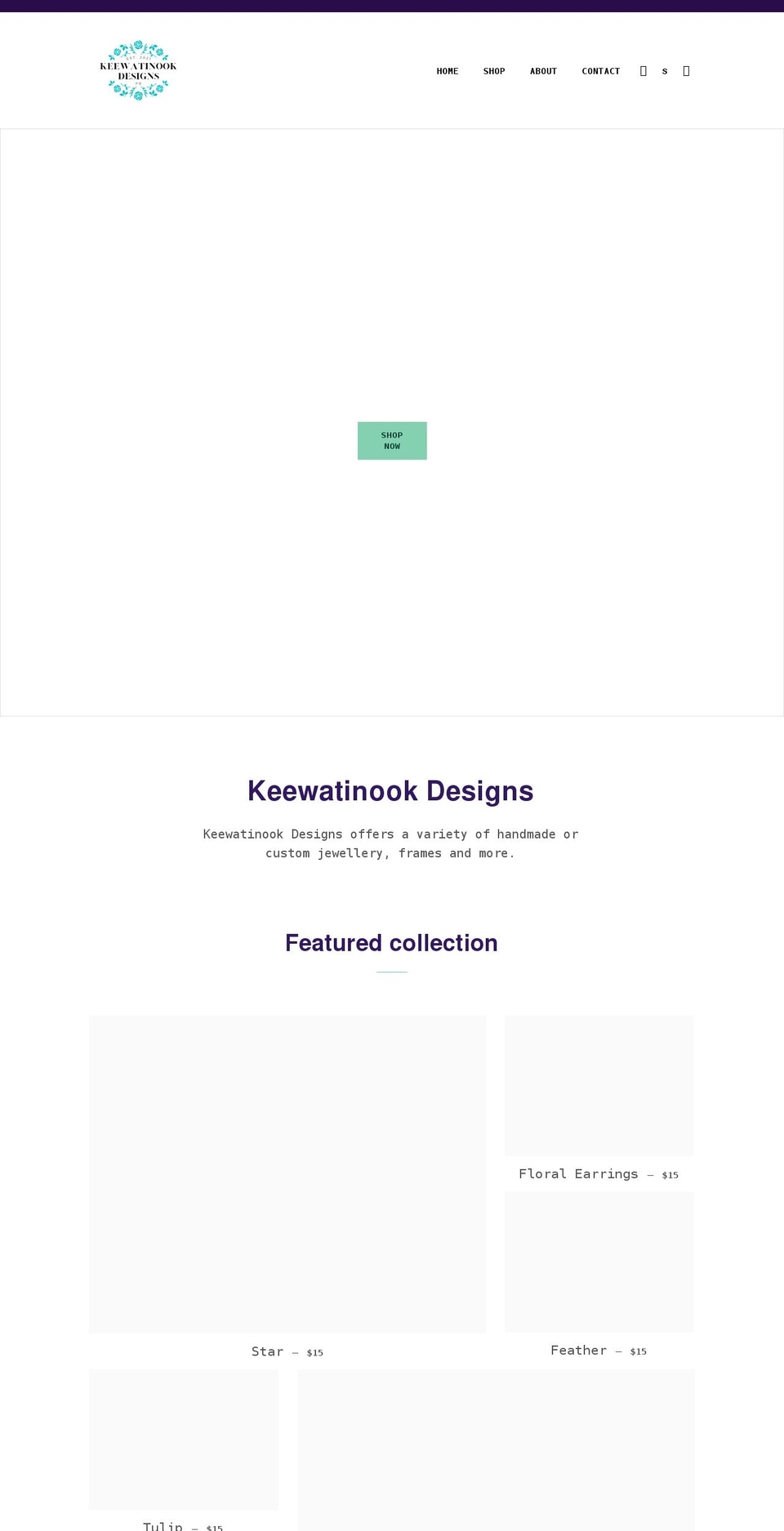 keewatinookdesigns.com shopify website screenshot