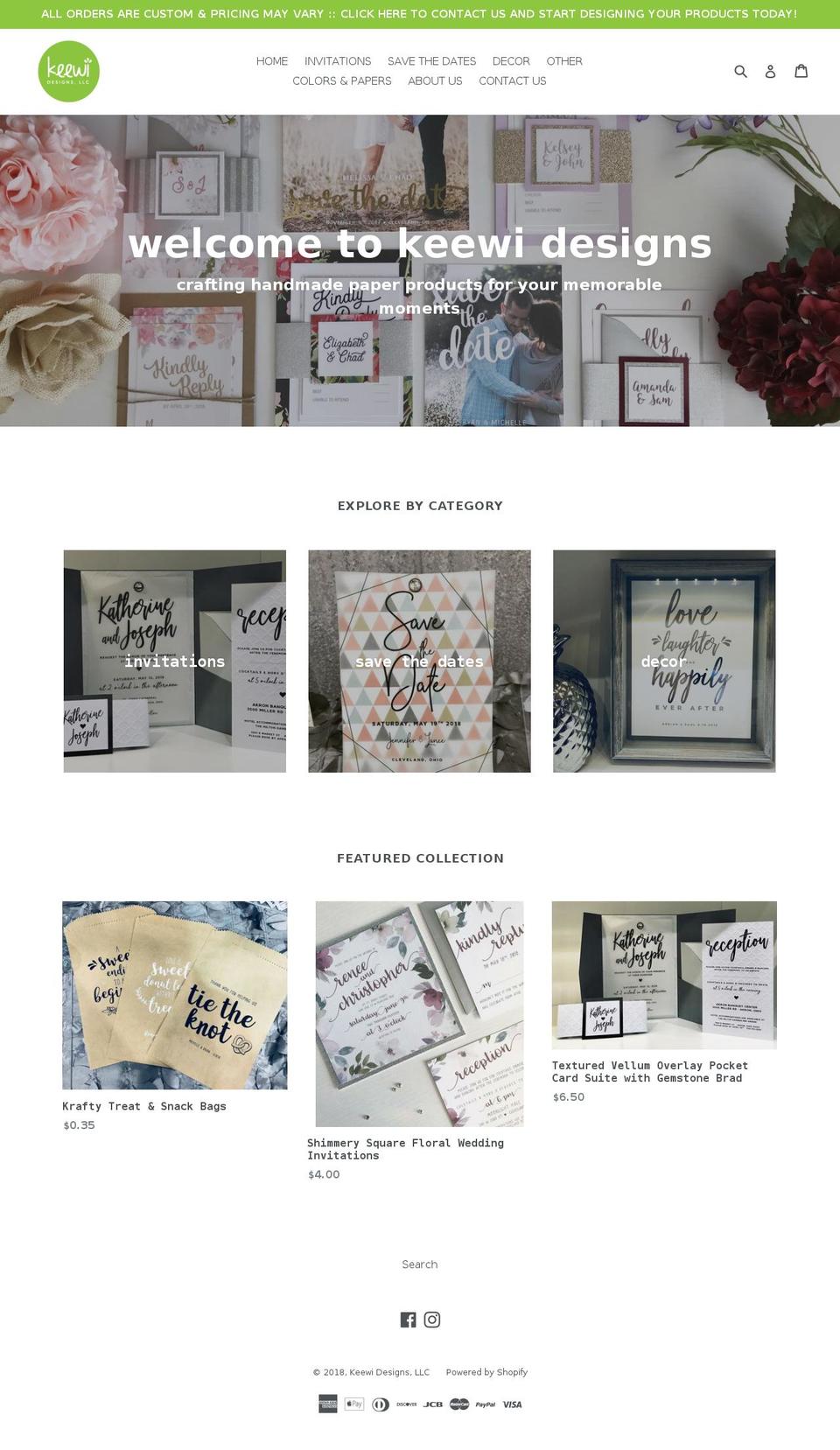 keewidesigns.com — Shopify storefront screenshot