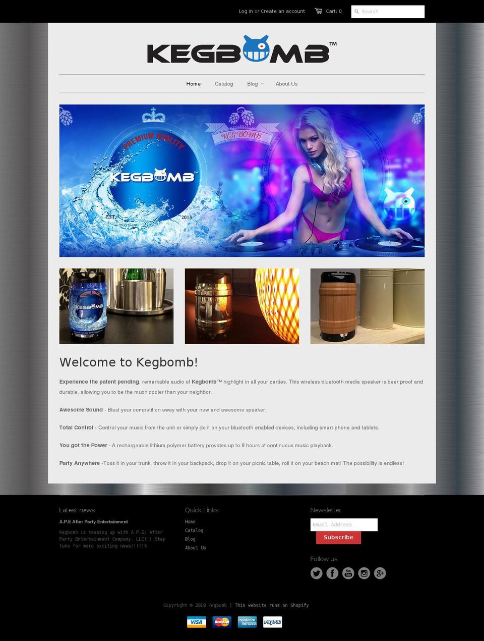 kegbomb.com — Shopify storefront screenshot
