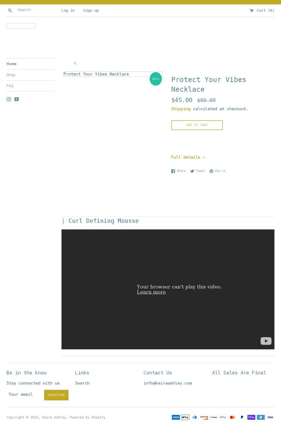keiraashley.com shopify website screenshot
