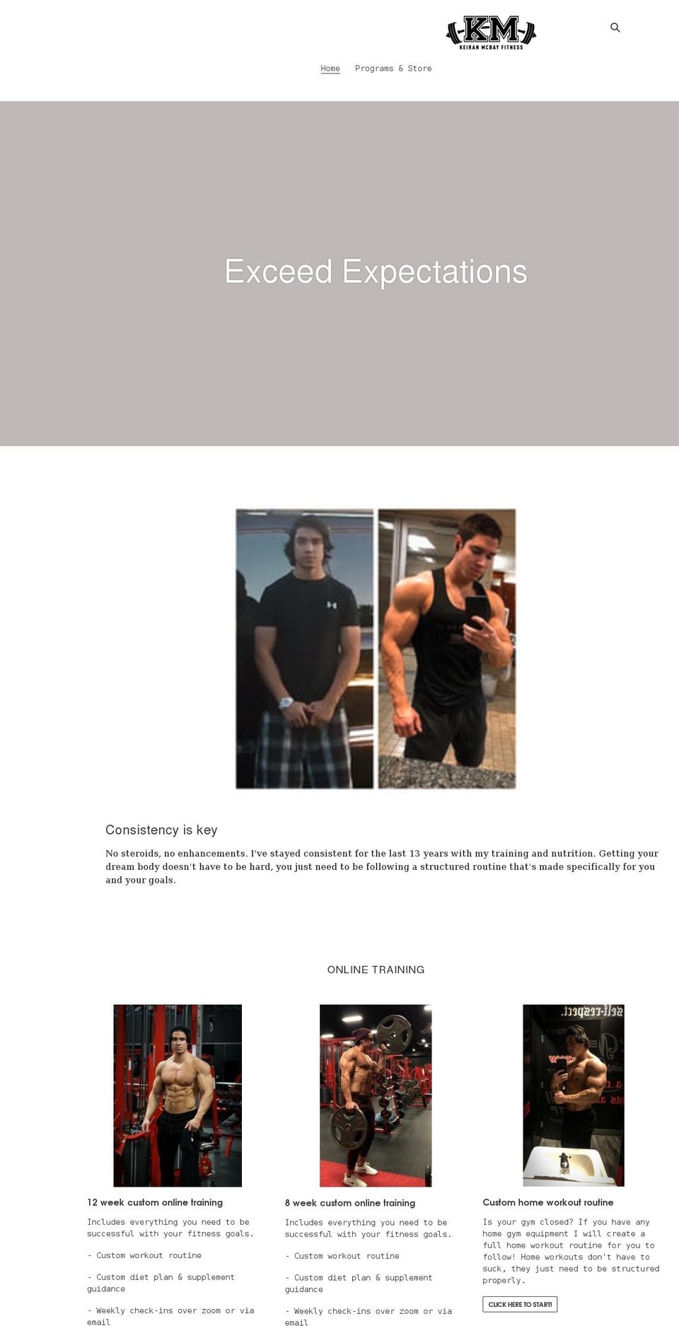 keiranmcbayfitness.com shopify website screenshot