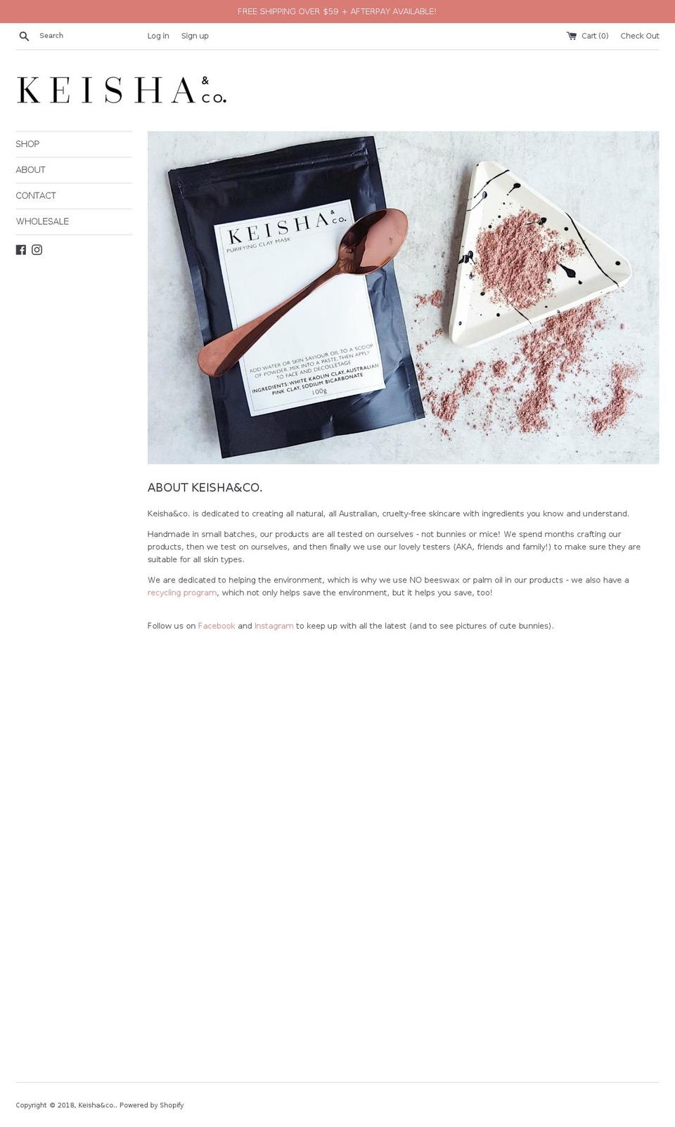 keishaandco.com shopify website screenshot