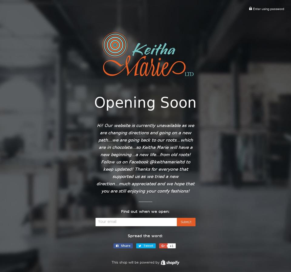 keithamarie.com shopify website screenshot