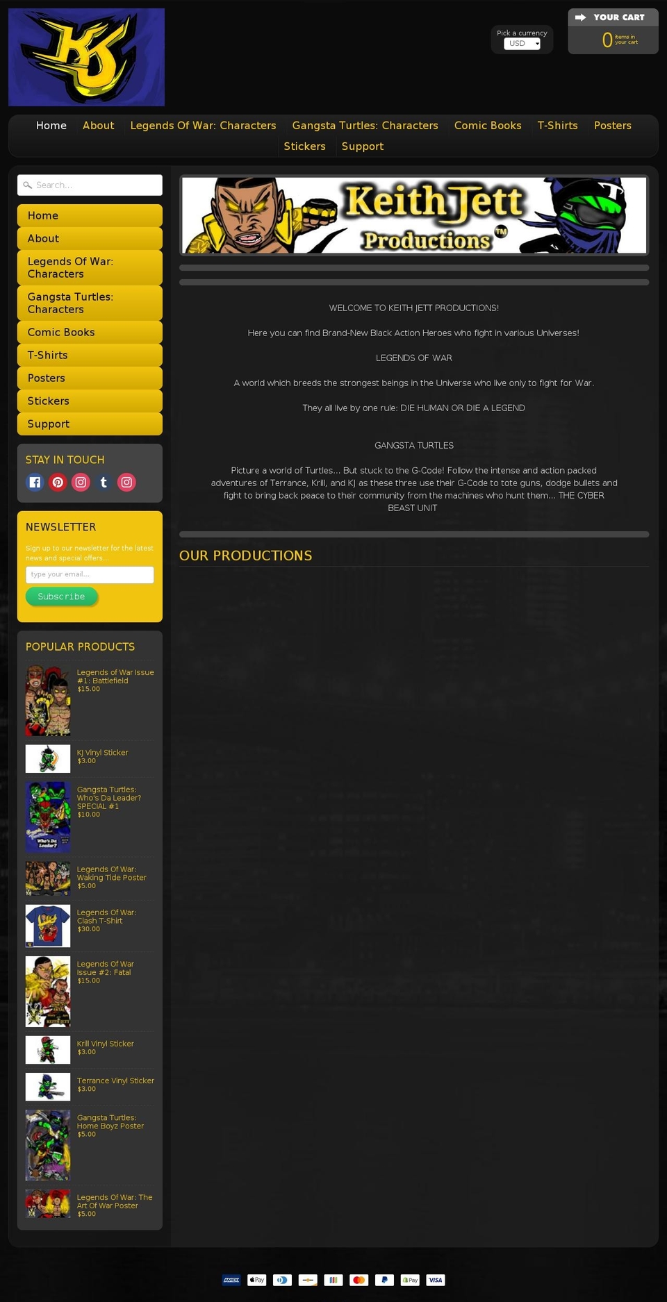 keithjettproductions.com shopify website screenshot