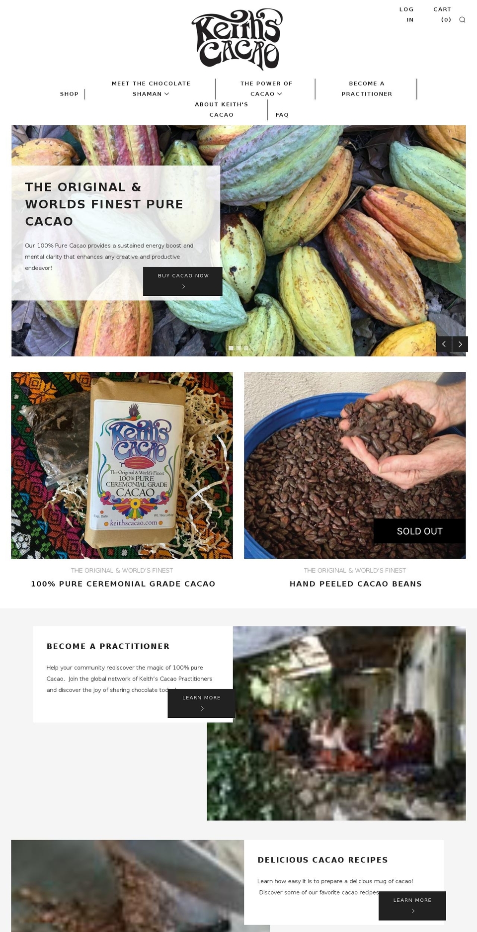 keithscacao.com — Shopify storefront screenshot