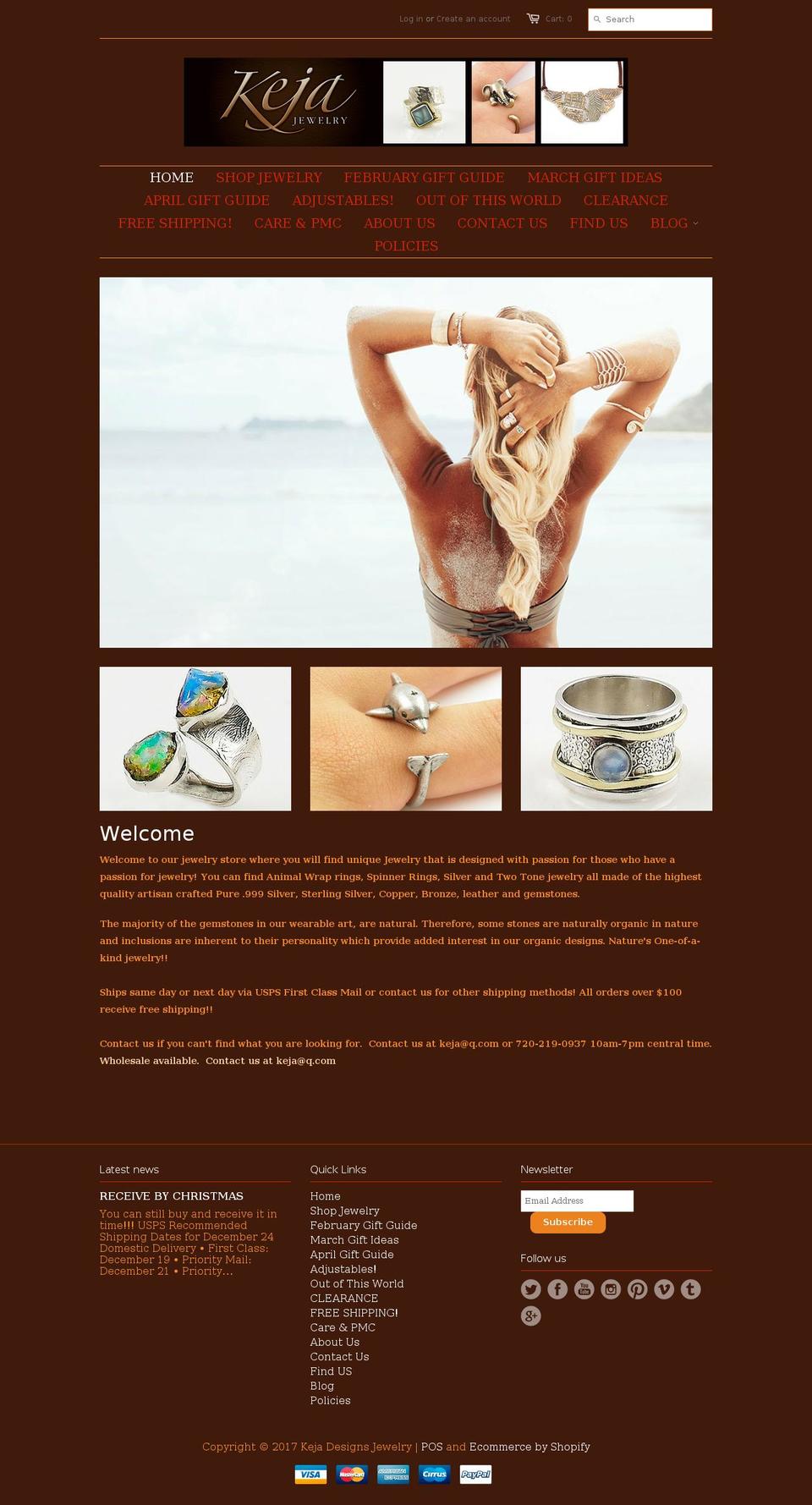 kejadesigns.com shopify website screenshot