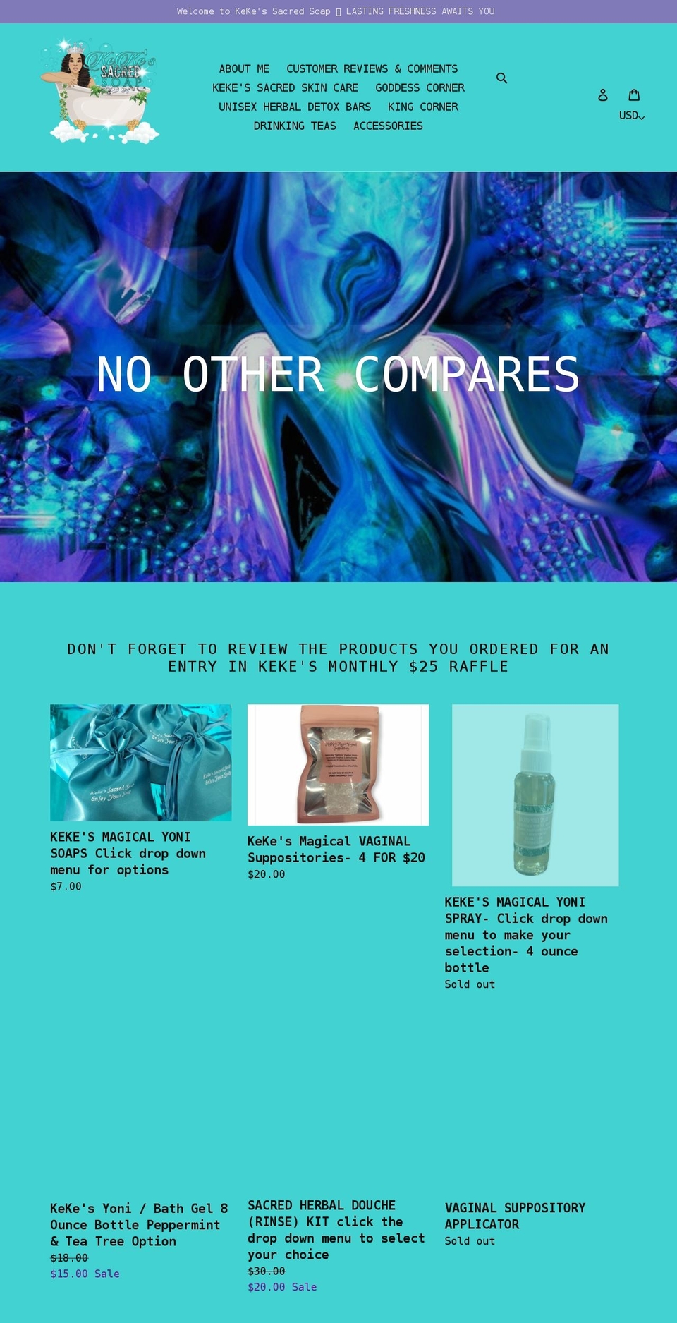 kekesacredsoap.com shopify website screenshot