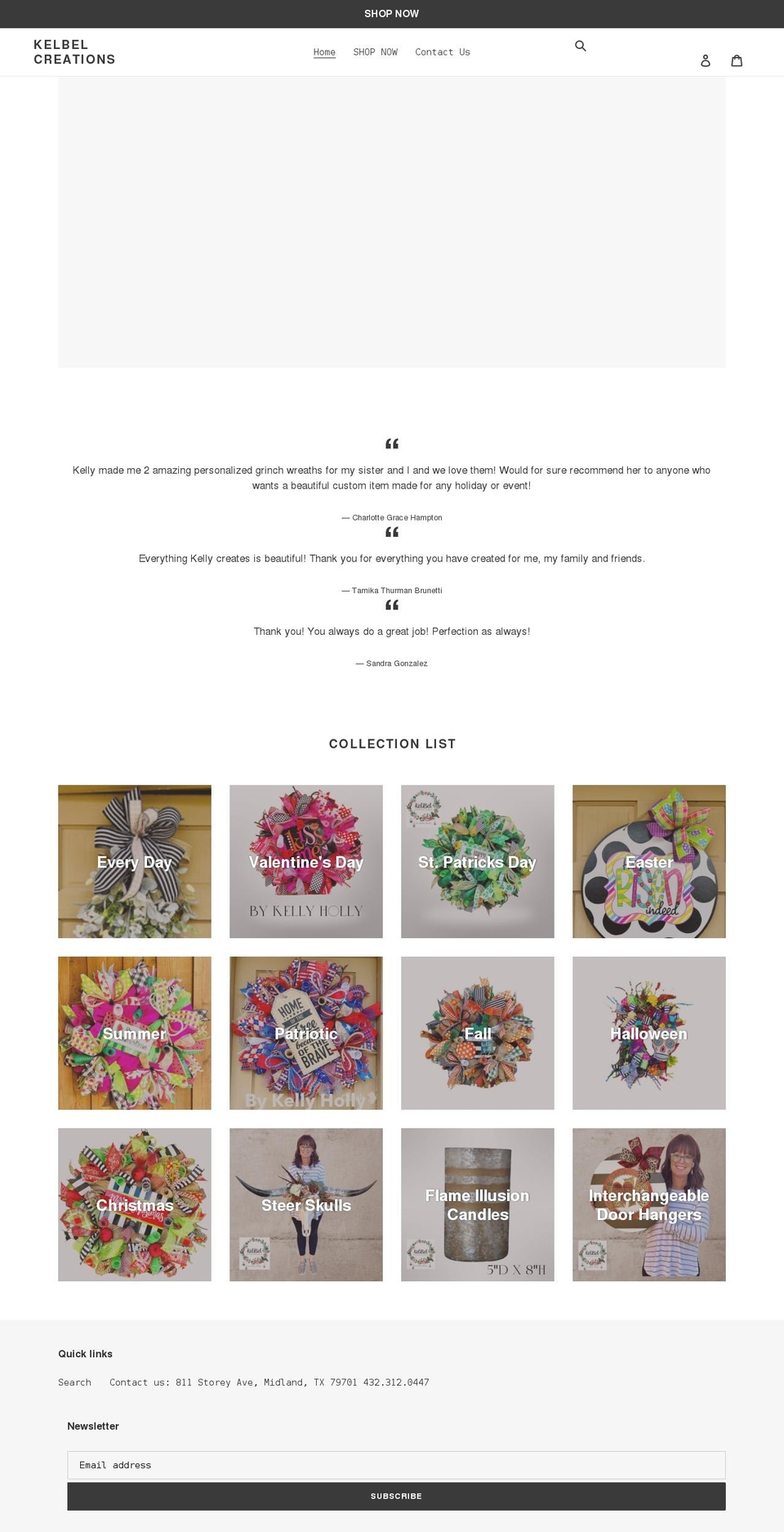 kelbelcreations.com shopify website screenshot