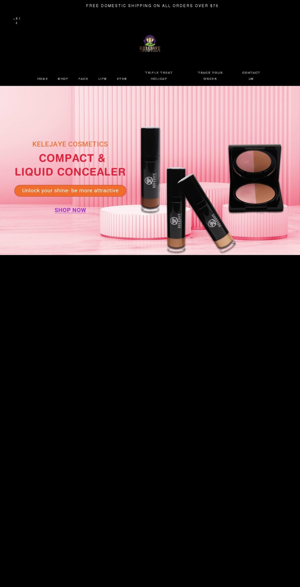 kelejayecosmetics.com shopify website screenshot