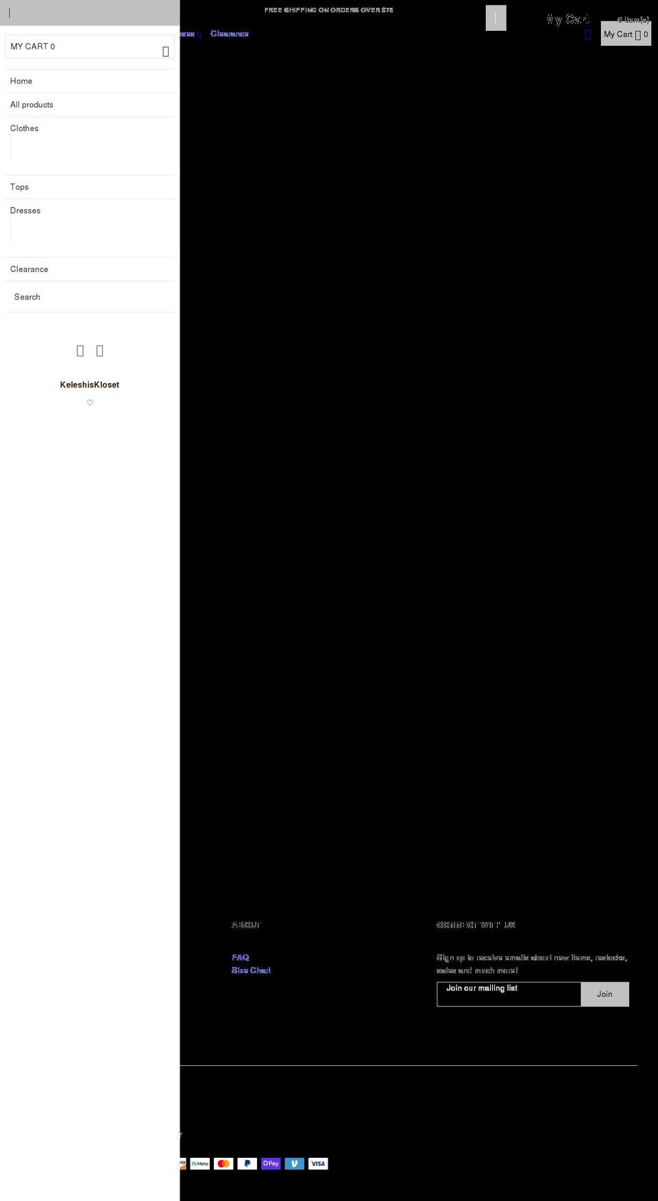 keleshiskloset.com shopify website screenshot