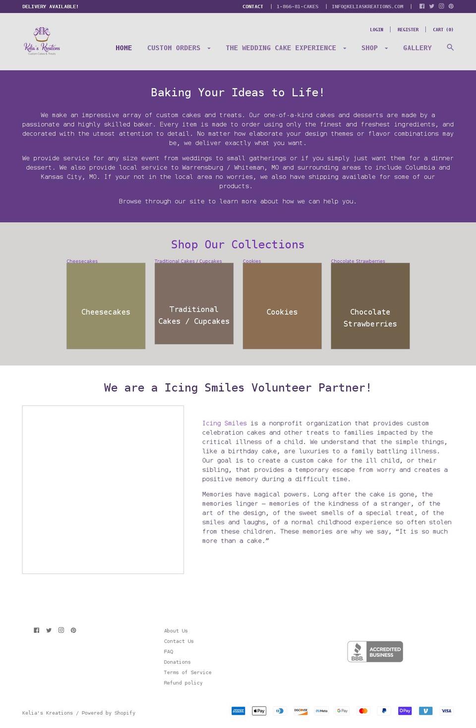 keliaskreations.com shopify website screenshot