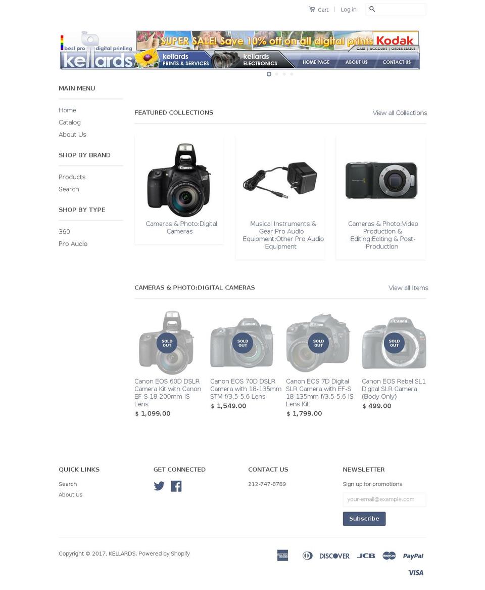 kellardsphoto.com shopify website screenshot
