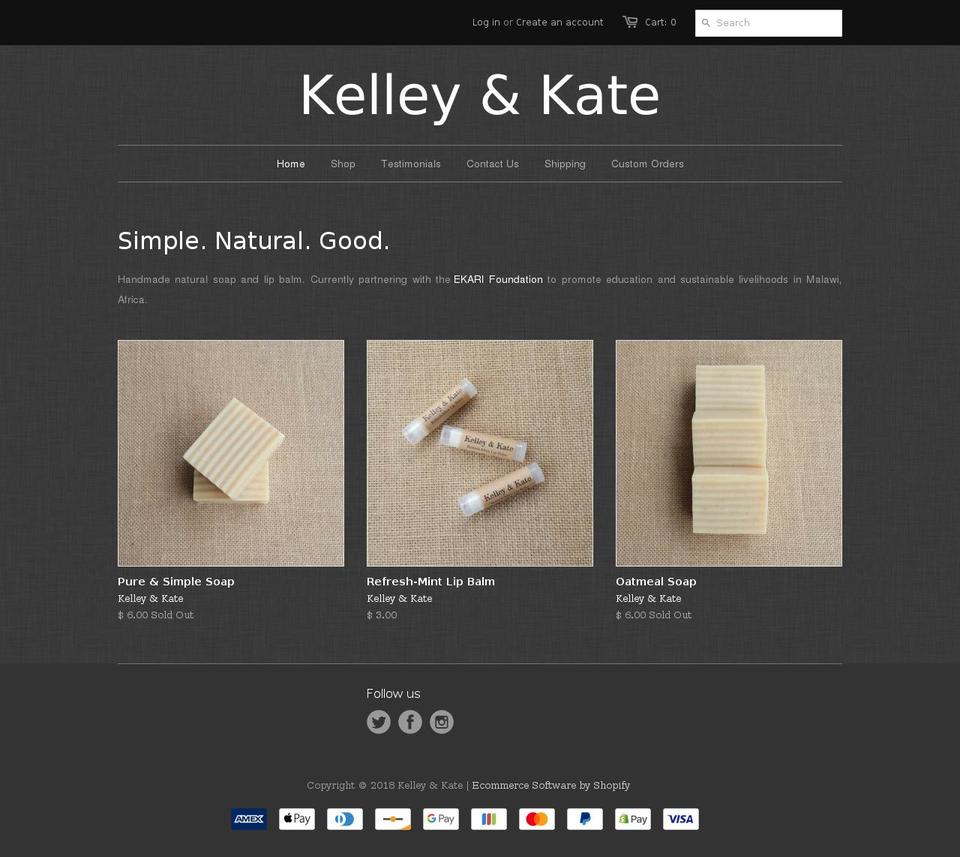 kelleyandkate.com shopify website screenshot