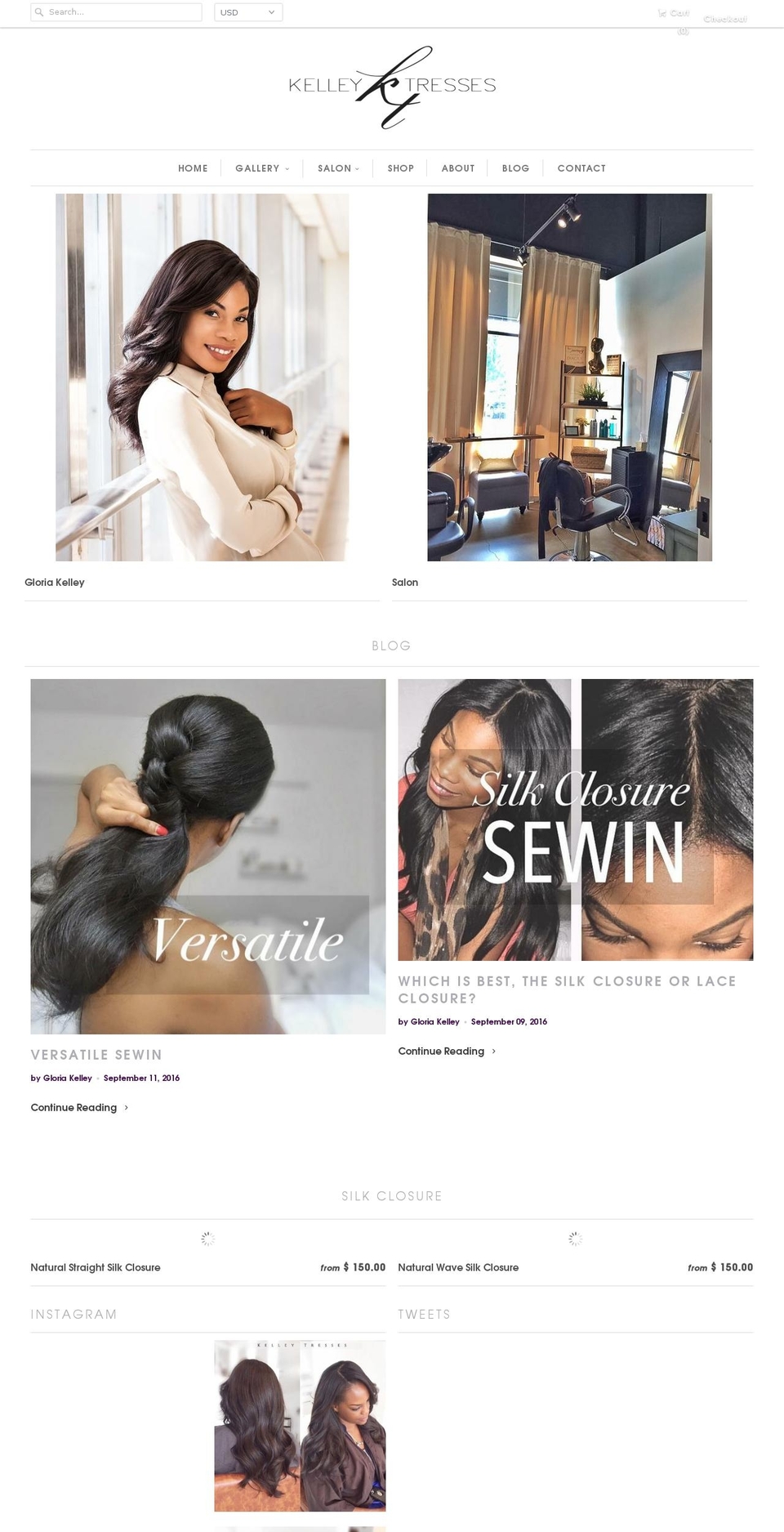 kelleytresses.com shopify website screenshot
